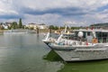 Bow of a cruises hip at the river Mosel in Koblenz Royalty Free Stock Photo