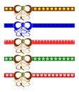 Bow decoration set, color, patterned, isolated.