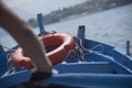 Bow detail of a blue rowboat  2 Royalty Free Stock Photo