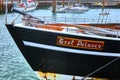 Bow of the excursion ship Gret Palucca, which makes tours to the seal banks, in the port of List, Sylt, Germany Royalty Free Stock Photo