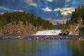 Bow Falls Under A Cloudy Sky Royalty Free Stock Photo