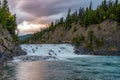 Bow Falls Viewpoint in autumn dusk. Banff National Park Bow River scenic Royalty Free Stock Photo