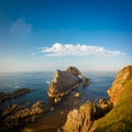 Bow Fiddle Rock during beautiful golden hour Royalty Free Stock Photo