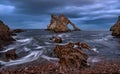 Sunset at Bow Fiddle Rock at Portknockie Royalty Free Stock Photo