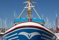 Bow of a fishing ship in a Dutch harbor Royalty Free Stock Photo