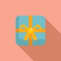 Bow gift box icon flat vector. Shop prize parcel Royalty Free Stock Photo