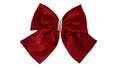 Bow hair with tails in beautiful color made out of velvet fabric. Royalty Free Stock Photo