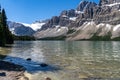 Bow Lake in Banff National Park along the Icefields Parkway in summer Royalty Free Stock Photo