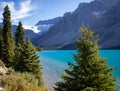 Looking South at Bow Lake, glacier fed lake in the Canadian Rockies - off the Icefield Parkway, Canada Royalty Free Stock Photo