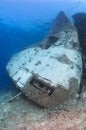 Bow of a large underwater shipwreck Royalty Free Stock Photo
