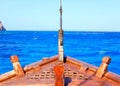 The bow of old wood ship,Mediterranean sea