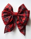 A bow, red plaid fabric, schoolgirl sora, marvelous designer, gi