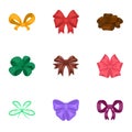 Bow, ribbon, decoration, and other web icon in cartoon style.Giftbows, node, ornamentals, icons in set collection.