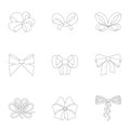 Bow, ribbon, decoration, and other web icon in outline style.Giftbows, node, ornamentals, icons in set collection.
