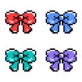 Bow ribbon pixel art, 8bit bow present,