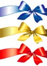 Bow, ribbon, red, gold, blue