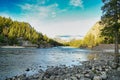 Bow River Banff Canada mountains trees Royalty Free Stock Photo