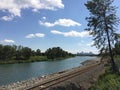 Bow river and Calgary skyline Royalty Free Stock Photo