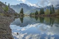 The Bow River and Heart Mountain in the Rocky Mountains Royalty Free Stock Photo