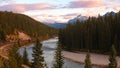 Bow River landscape in Banff National Park in Alberta, Canada Royalty Free Stock Photo