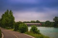 Bow River Pathway By The Peace Bridge On A Cloudy Day