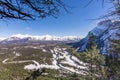 Bow River and Spray River valleys and surrounding peaks in winter. Banff Springs Golf Course Royalty Free Stock Photo