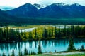 The Bow river under fall colours. Banff National Park Alberta Canada Royalty Free Stock Photo