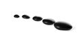 Bow or row of black zen pebbles or stones on white background with copy space, 3D illustration, zen, spa or beauty therapy concept Royalty Free Stock Photo