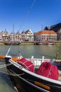 Bow of a sailing ship in the harbor of Harlingen Royalty Free Stock Photo