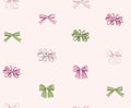 Bow seamless pattern. Girlish fashion white background. Holiday