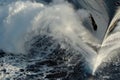 bow of the ship cutting through waves, spray around the hull Royalty Free Stock Photo