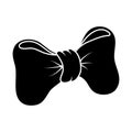 Bow silhouette, black vector illustration for Holiday. Christmas gift bow, Valentines knot ribbon. Birthday design element