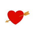 Bow stuck in the heart, February 14 Valentine\'s Day, vector icon