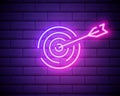 Bow and target outline icon. Elements of Sport in neon style icons. Simple icon for websites, web design, mobile app, info Royalty Free Stock Photo