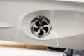 Bow thruster on a white boat.. Royalty Free Stock Photo