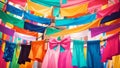 Bow Tie Bliss Clothespin on a Colorful Clothesline.AI Generated