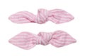 Bow tie isolated. Closeup of decorative elegant pink white striped bow ties isolated on a white background. Decoration design Royalty Free Stock Photo