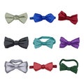 bow tie men set cartoon vector illustration Royalty Free Stock Photo