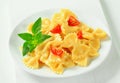 Bow tie pasta with cream sauce Royalty Free Stock Photo