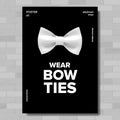 Bow Tie Poster Vector. Wear Bow Ties. Brick Wall. A4 Size. Hipster, Gentleman. Vertical. Realistic Illustration Royalty Free Stock Photo