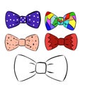 Bow tie set - vector illustration isolated on white background Royalty Free Stock Photo