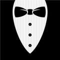 Bow tie with shirt, buttons and man black suit illustration. Royalty Free Stock Photo