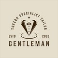bow tie tuxedo logo vector vintage illustration template icon graphic design. suit gentleman fashion sign or symbol for Royalty Free Stock Photo