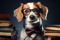 Bow tied beagle embraces studious look, glasses add extra flair Royalty Free Stock Photo