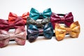 bow ties collection with different colors and textures Royalty Free Stock Photo