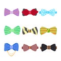 bow ties men set cartoon vector illustration Royalty Free Stock Photo