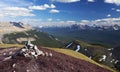 Mountain Top Hiking Rock Sign Aerial Landscape Panorama View Banff National Park Summertime Mountain Climbing Alberta Canada Royalty Free Stock Photo