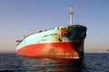 Bow view of bulk carrier ship Maersk Privilege anchored in Algeciras bay in Spain. Royalty Free Stock Photo