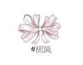 Bow wed sign. Gentle cream bow isolated. Bride team icon