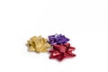 Red, beige and violet Bow on the white Royalty Free Stock Photo